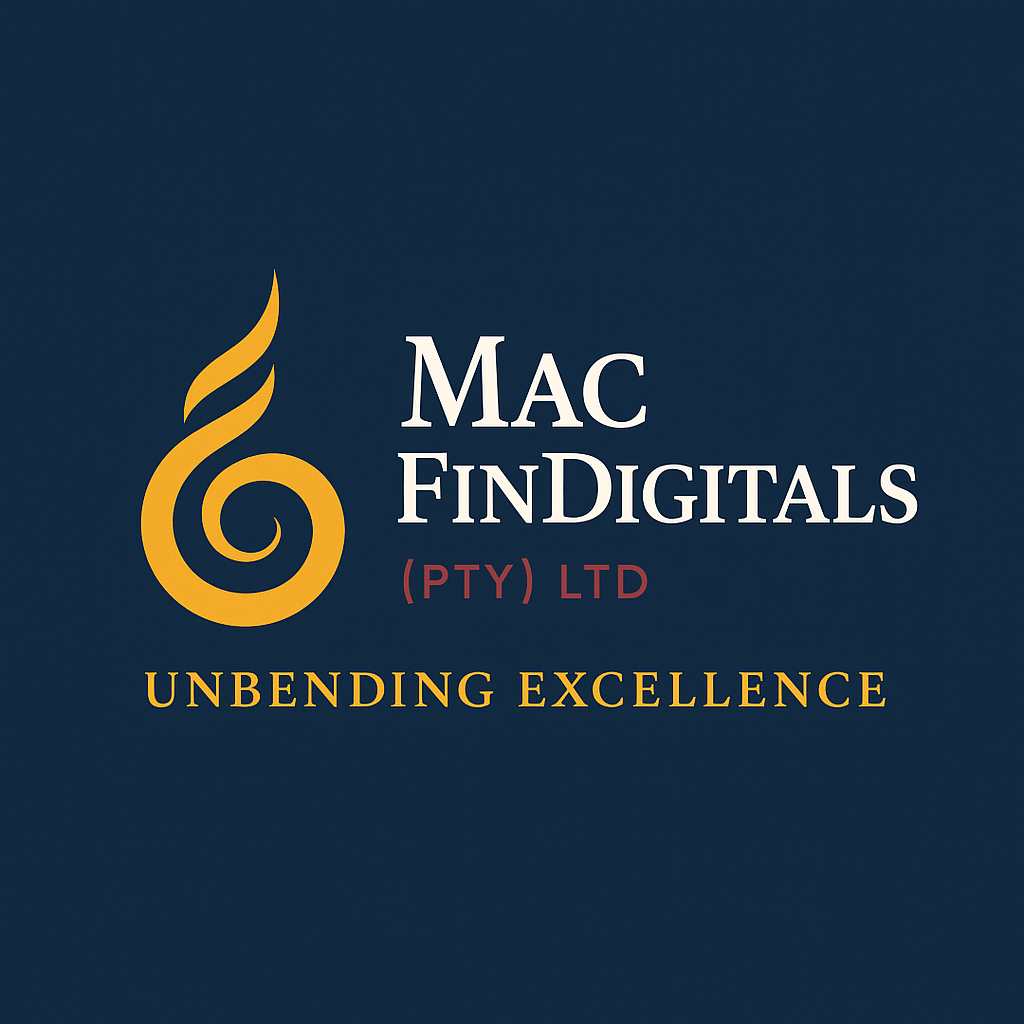 Mac FinDigitals logo and Unbending Excellence motto